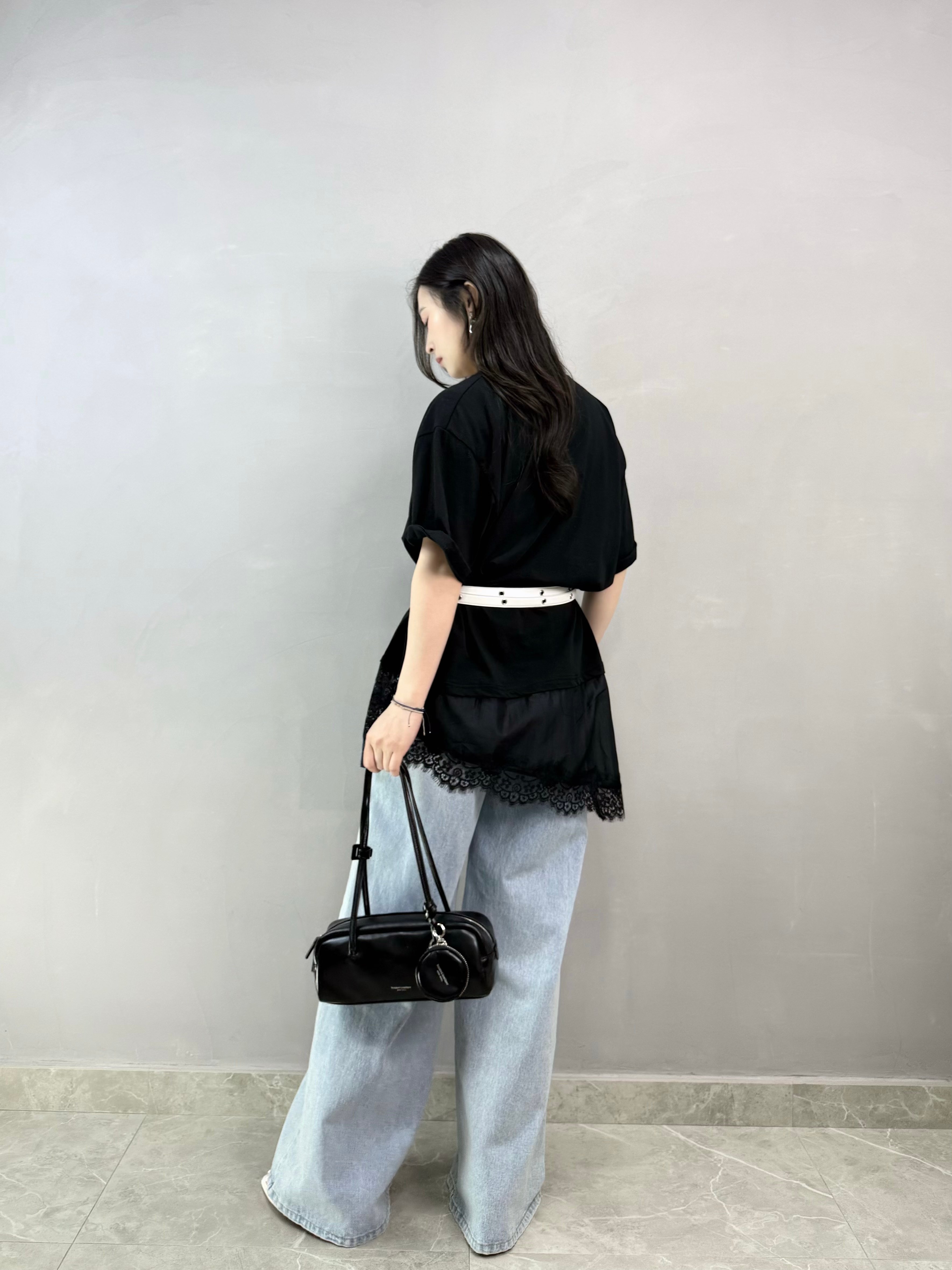 L86 拼Lace開叉Tee