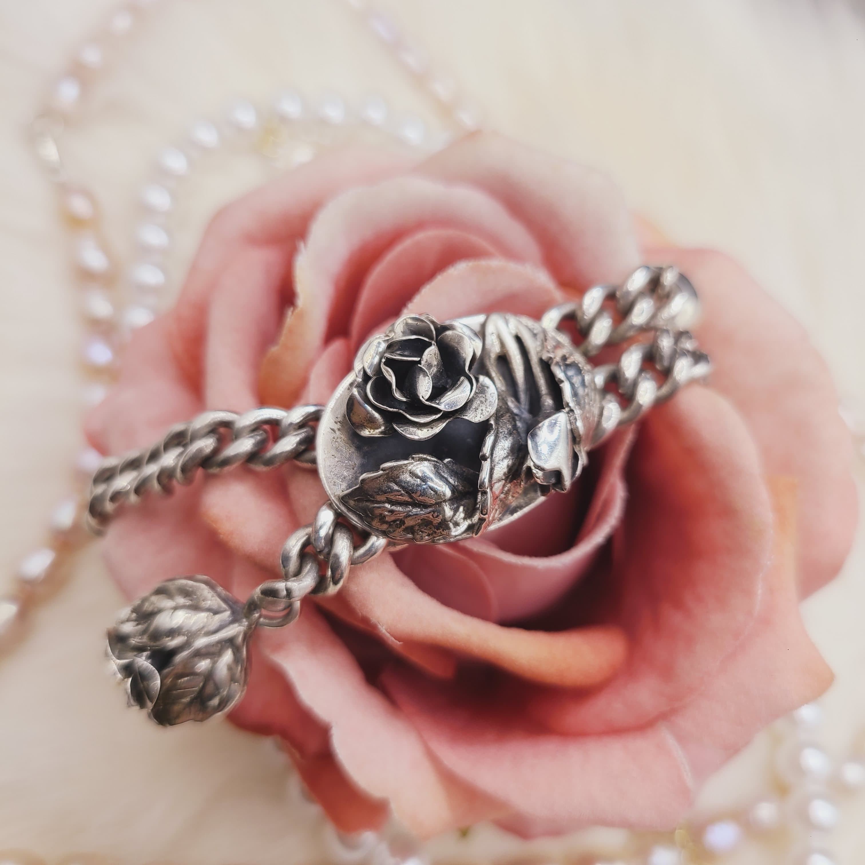 Danecraft 立體玫瑰純銀手鍊