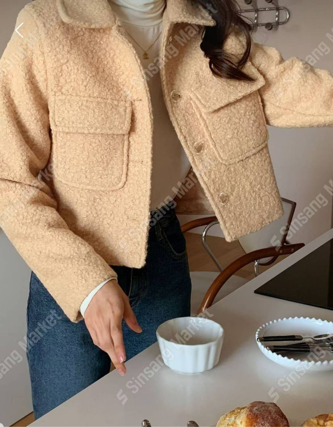 【韓感滿滿】羊羔絨翻領口袋外套