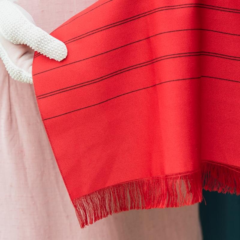 Vintage Red and Black Striped Pattern with Tassel Unisex Long Scarf/Neck Scarf/Head Scarf from Germany(NA0801)