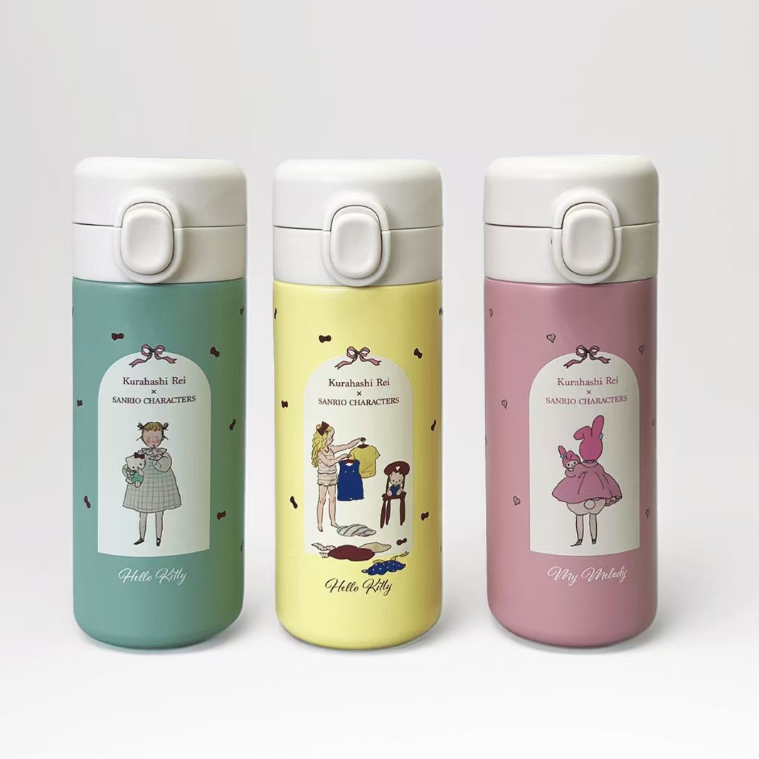 日本直送！倉橋伶衣 x Sanrio 聯乘版一鍵式不鏽鋼水樽 350ml 