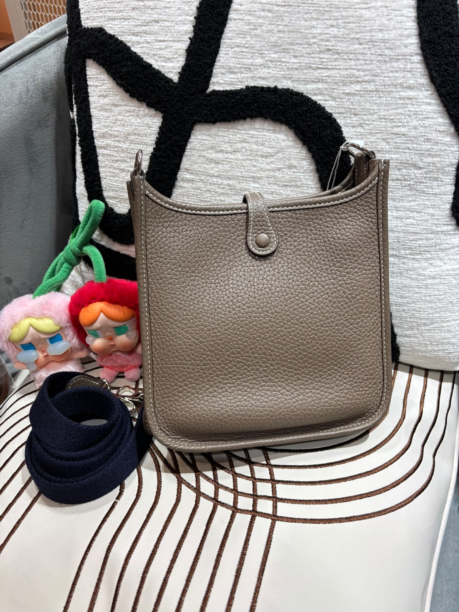 Hermes mini Evelyne,STAMP Z 大象灰 Etoupe 100%Authentic,98%new ✅內袋✅Dust bag