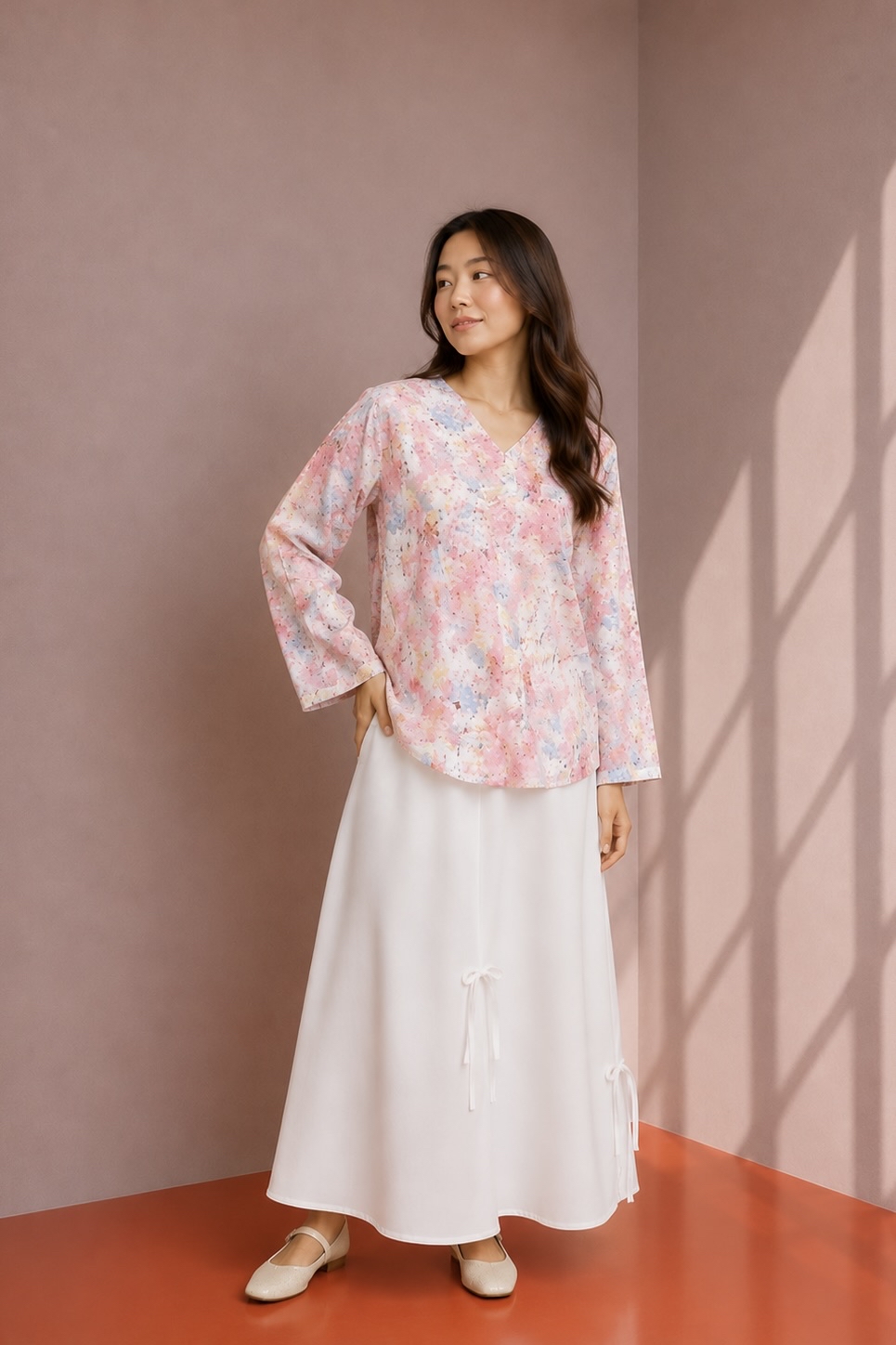 LINEN TOP - Pink Blossoms