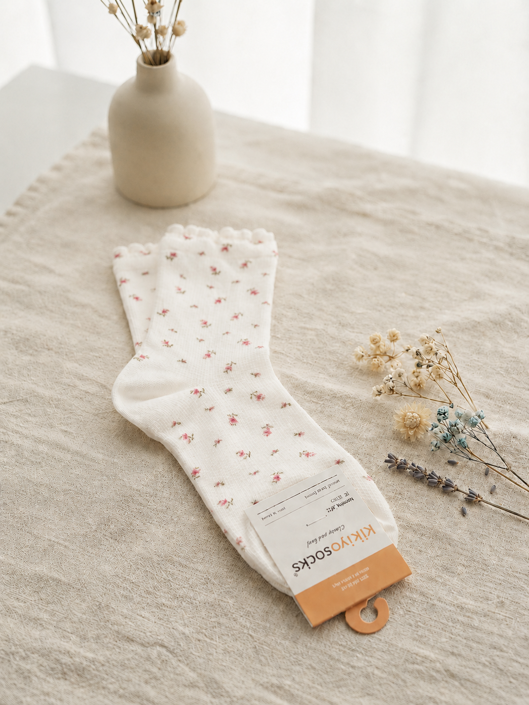 Korean Petite Bloom Women's High Crew Socks