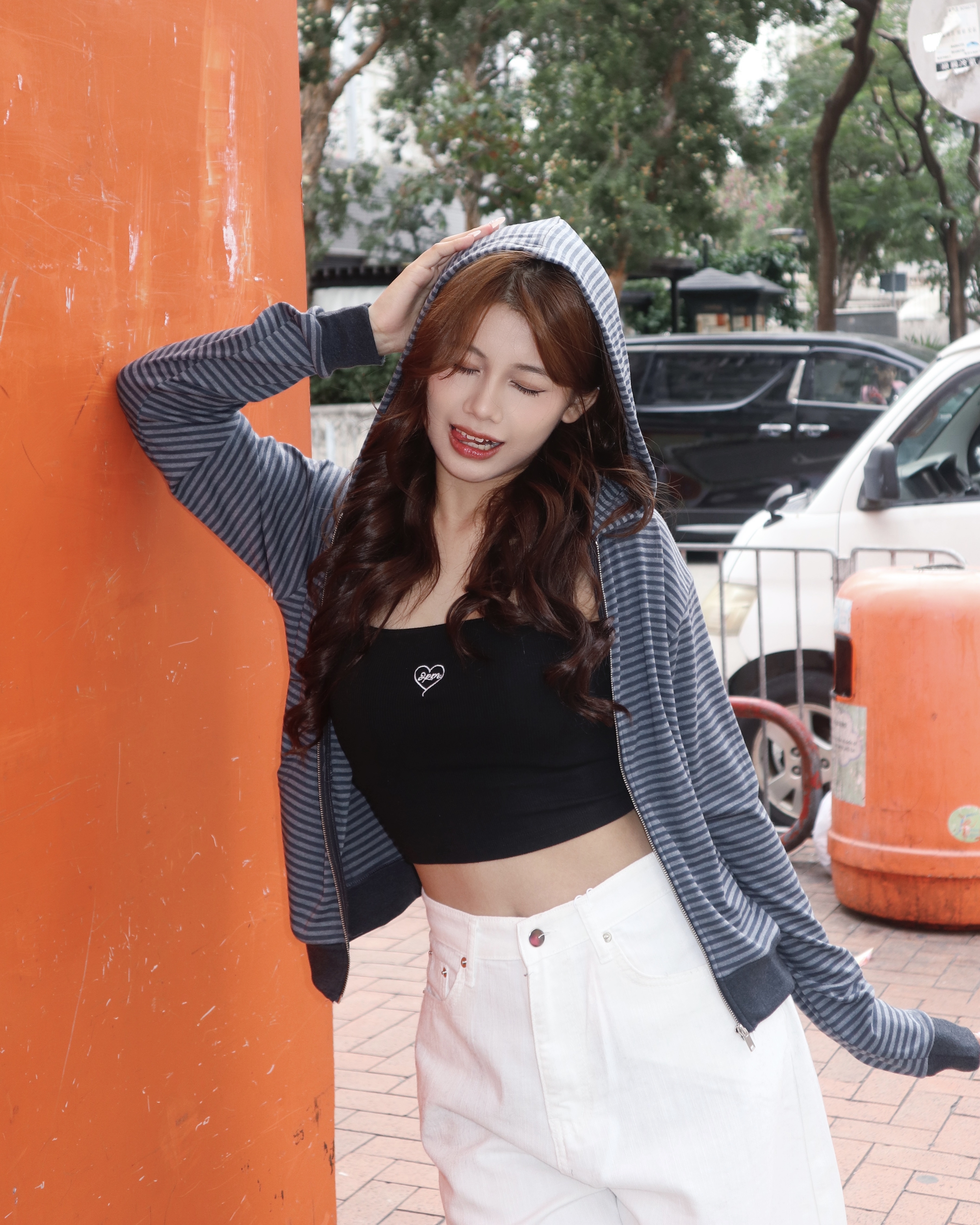 韓國薄羊毛短款間條jacket (質地好！)