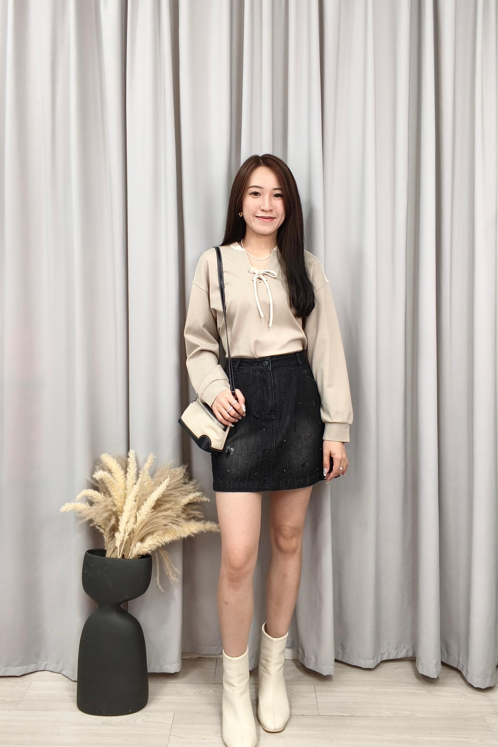 CS1376 Studded Denim Skirt