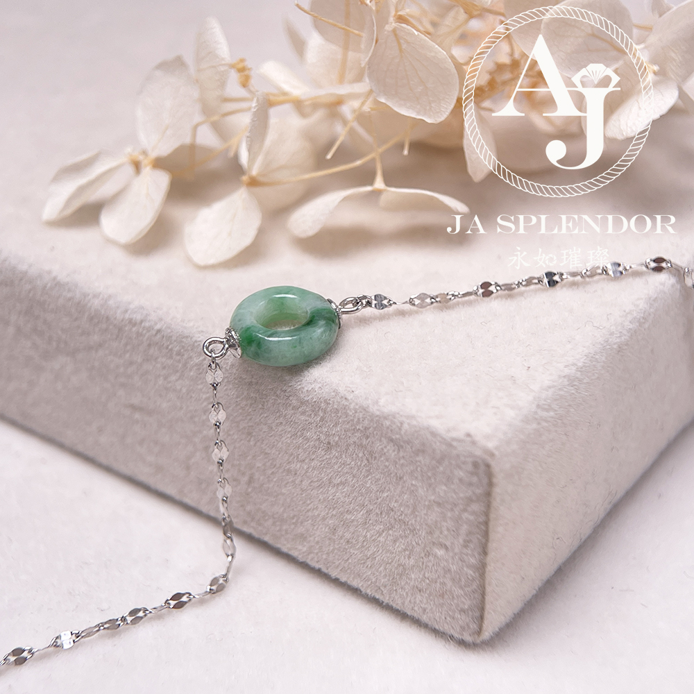 D-36 天然翡翠A玉 薄荷糖系列純銀手鏈