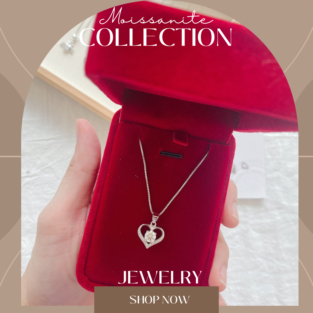 Moissanite Heart Pendant Necklace in Silver 925 - Jewelry Shop Now