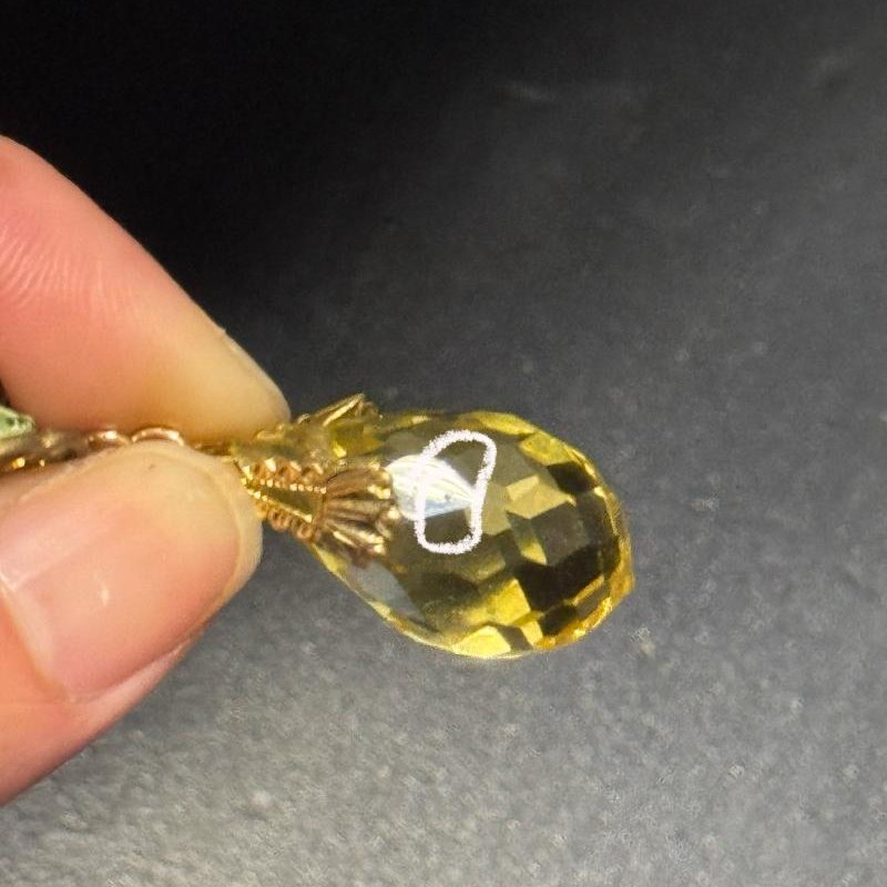 Vintage Recomposed Czechoslovakia Amber Glass Yellow Floral Necklace (B101)