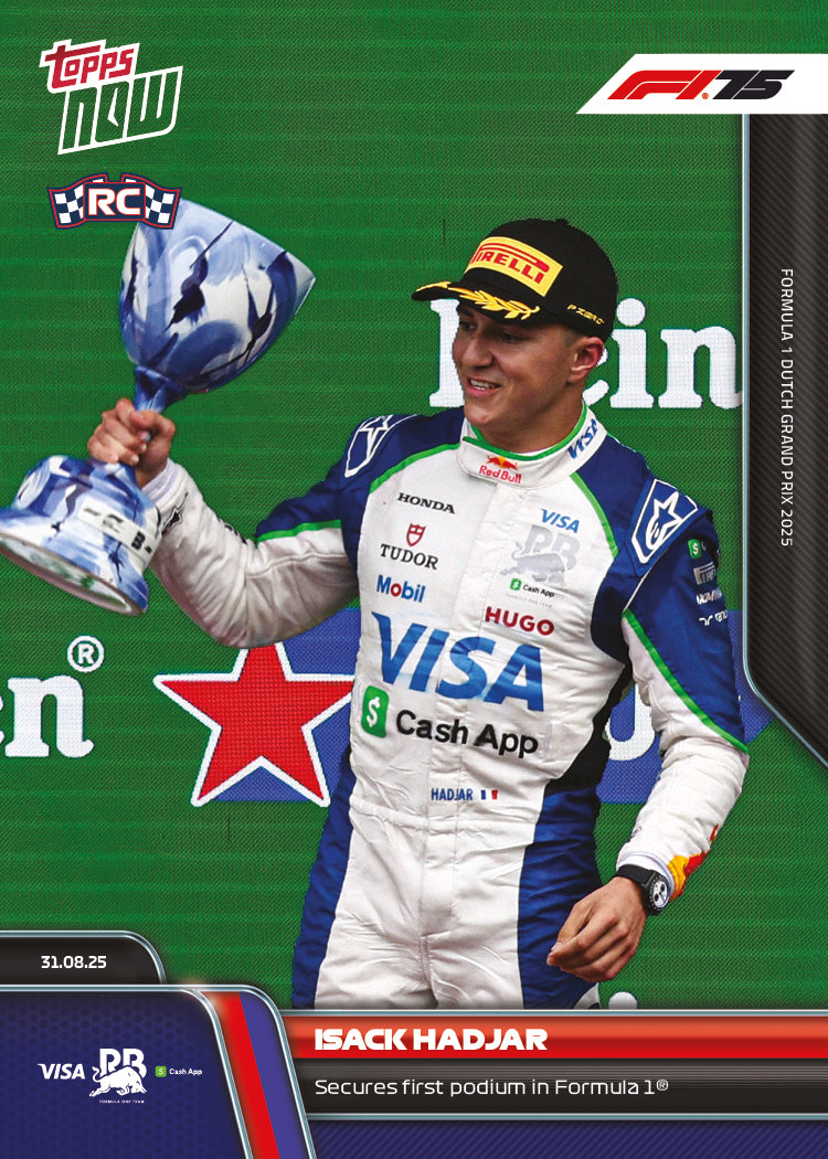 Isack Hadjar RC - 2025 F1 Topps NOW® #58 Dutch GP 首個頒獎台卡｜PR 5,891