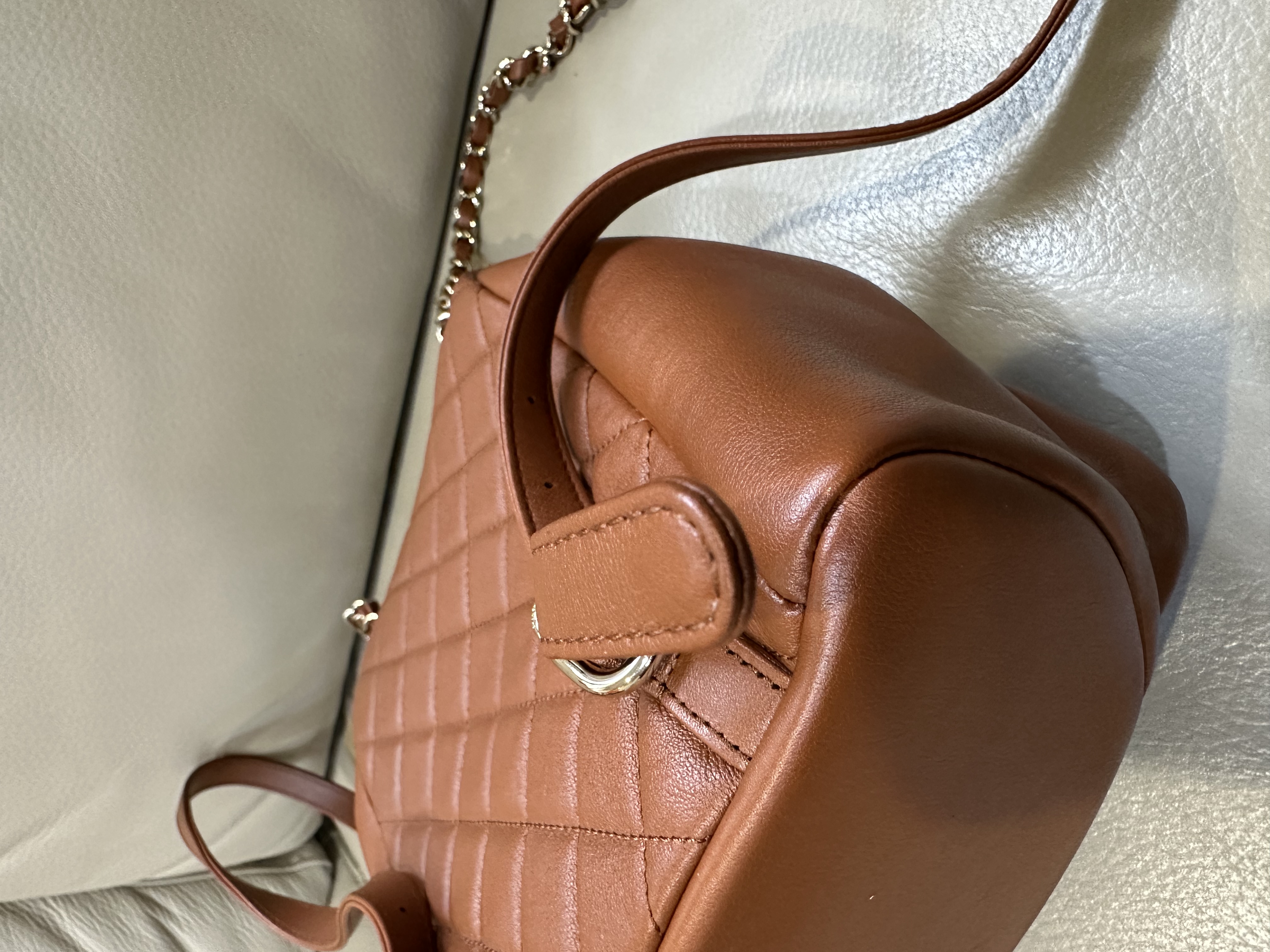 Pre-Owned Chanel Light Brown Quilted Grained Calfskin Duma Pockets Backpack / Product Code: 26040516