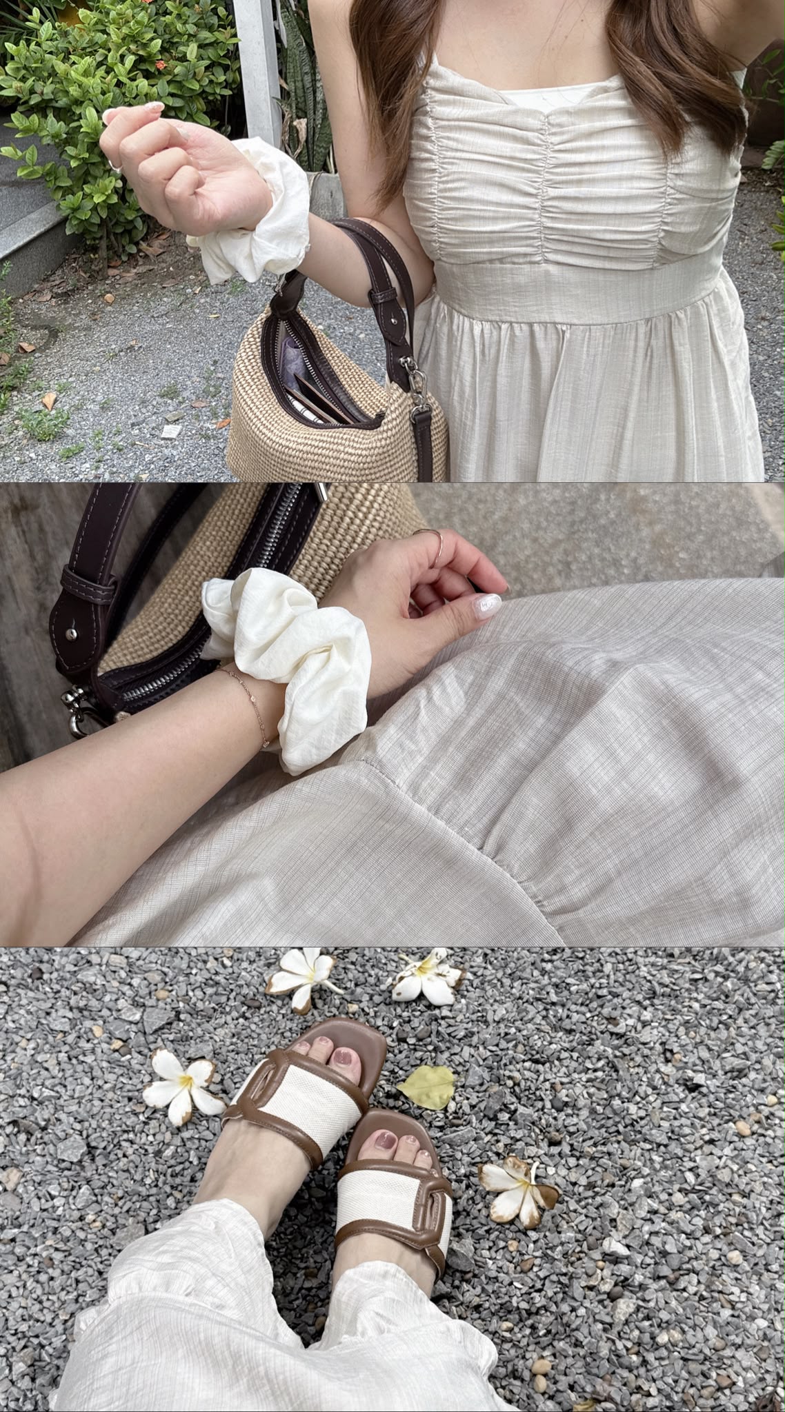 【泰國直送】設計感棉麻風吊帶連身裙