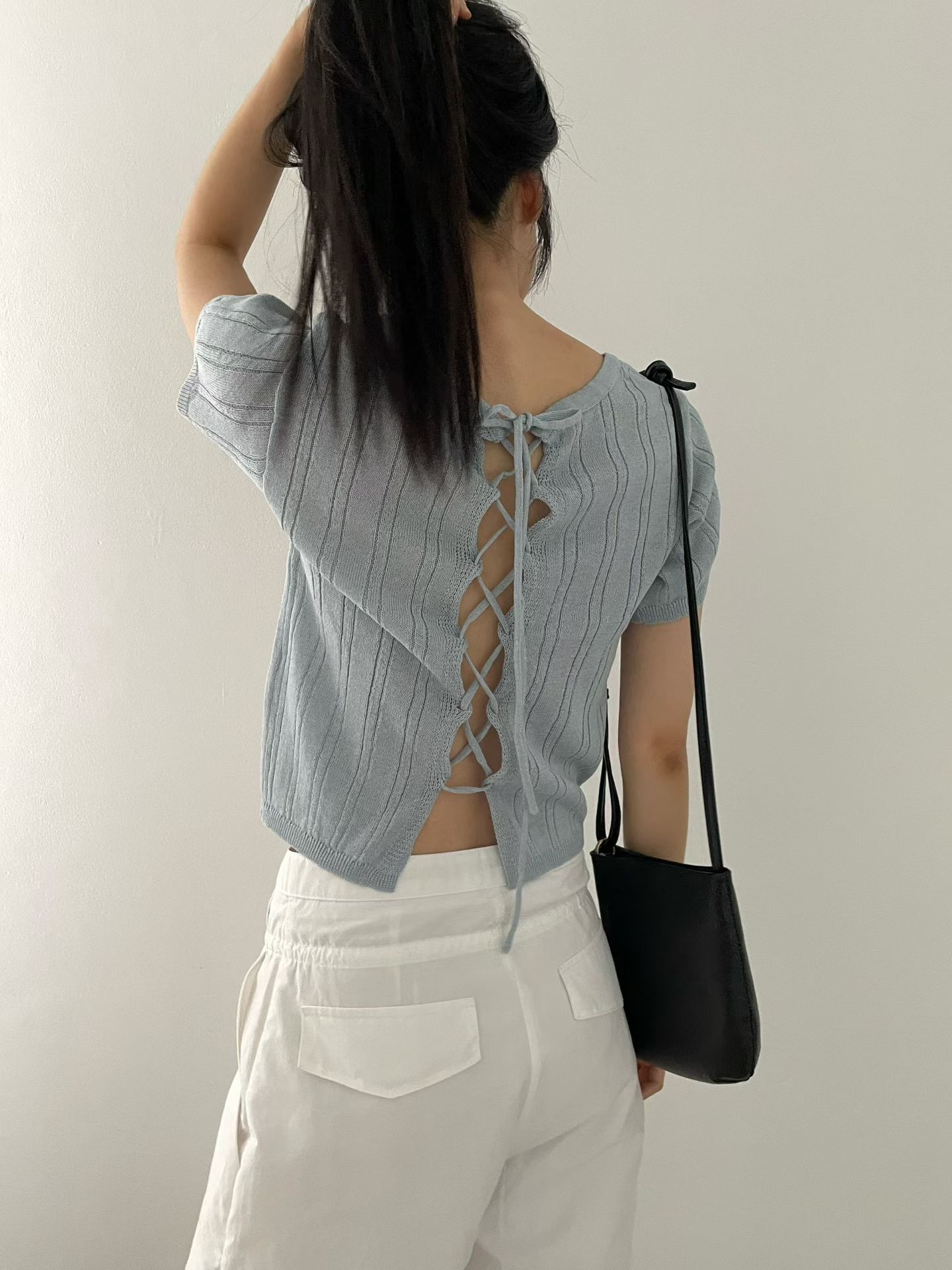 東大門女裝Find | ribbon knit top(可前後著)