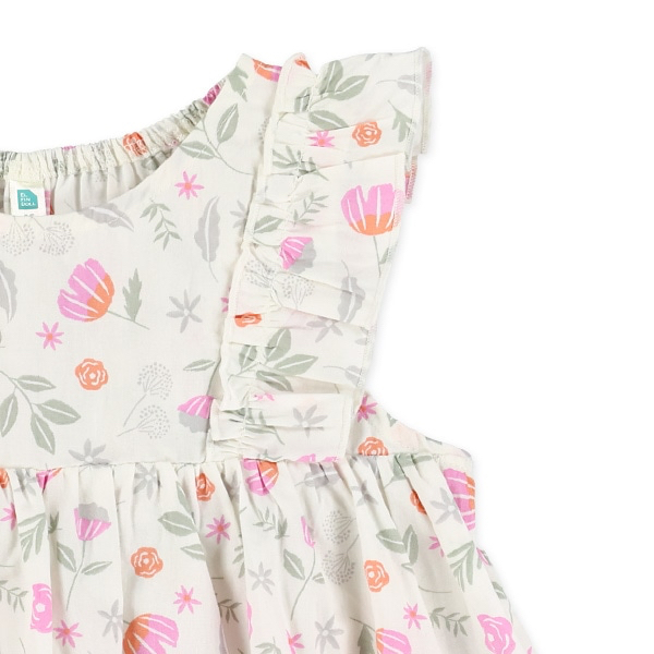 🇯🇵預訂 日本直送🇯🇵兩色花卉滿印無袖荷葉邊純棉連身裙