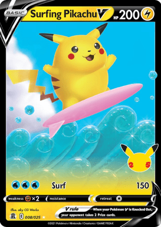 Pokemon TCG Celebrations - Surfing Pikachu V-008/025