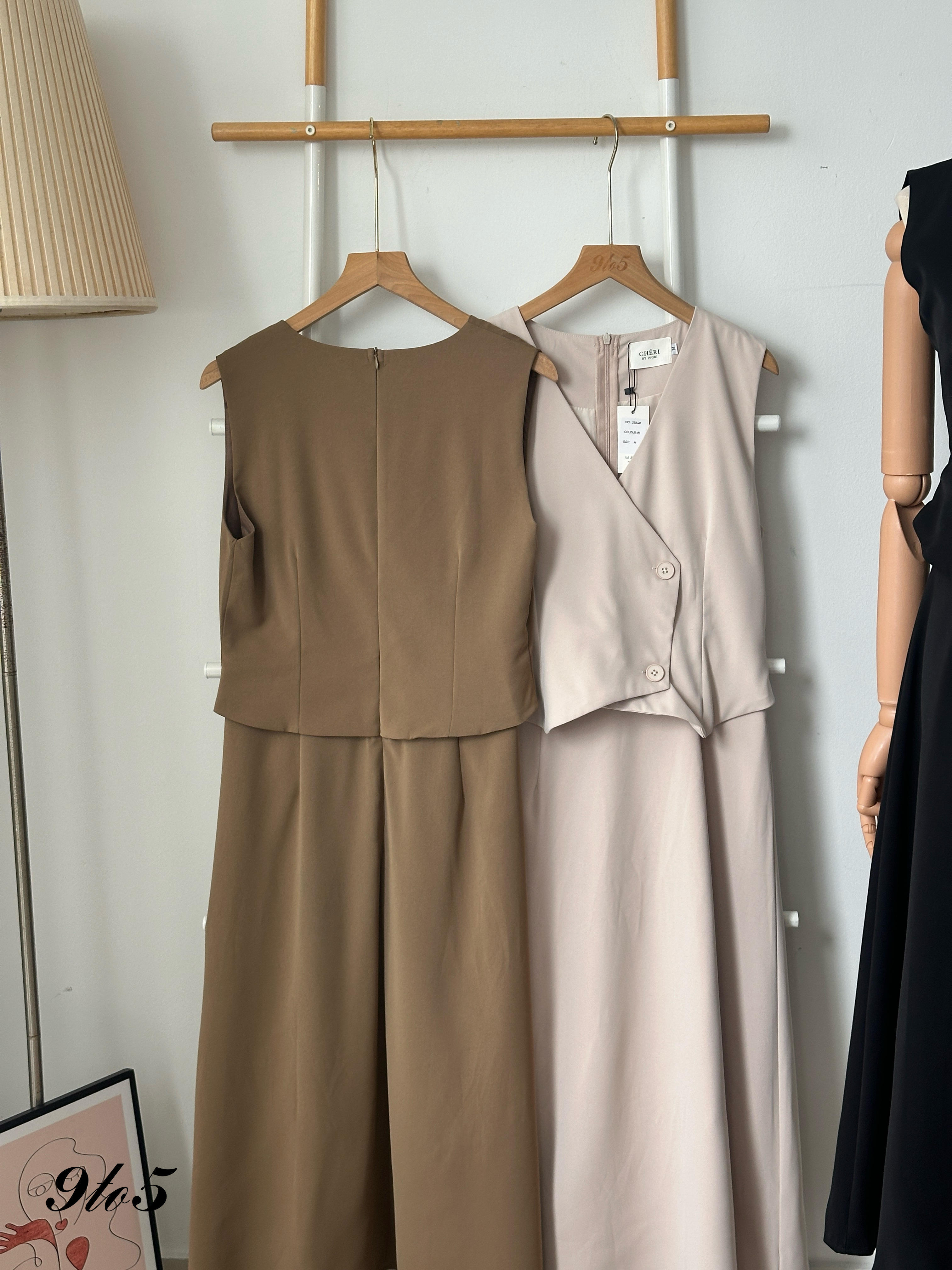 D2336 Fake Two-Piece Dress - 3 Colors