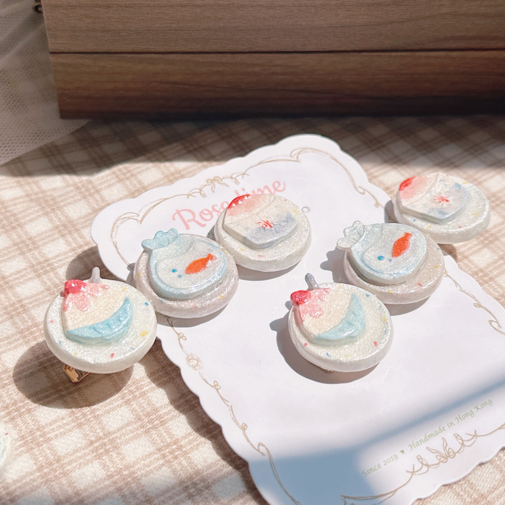 手繪 和風夏日祭刨冰🍧金魚缸髮夾