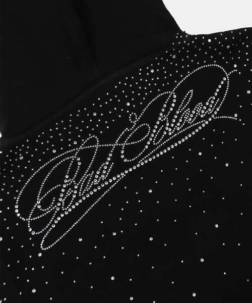 Dark Classic Rhinestone Hooded Zip-Up Slim Fit - Black - 다크 클래식 라인스톤 후드 집업 슬림핏 - 블랙