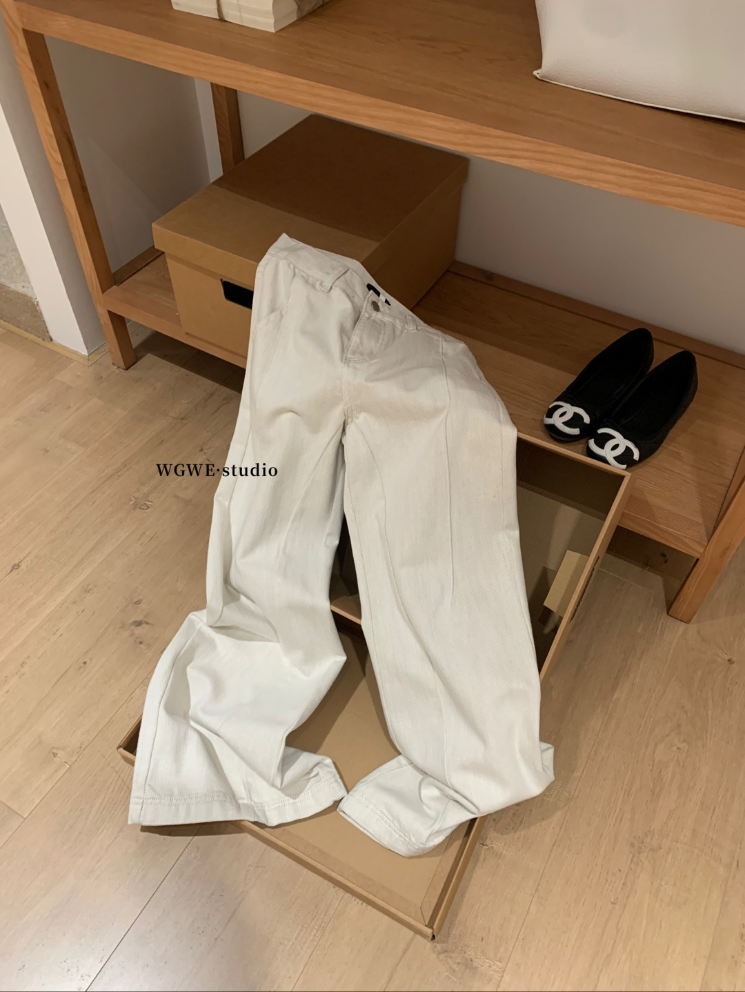 4566 「Cream Linen」米白亚麻直筒裤