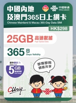 📬限時包平郵📬🛳️新升級最新版-新舊包裝👍🏻中國聯通5G內地及澳門365日/30GB上網卡 中國 澳門 不定期出差2地 一年多次往返大陸 澳門 MACAU CHINA DATA SIM 老人出遊使用無難道 即插即用 無需實名