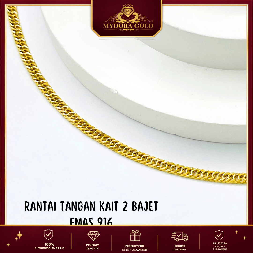 MYDORA Rantai Tangan Kait 2 Bajet | EMAS 916/22k