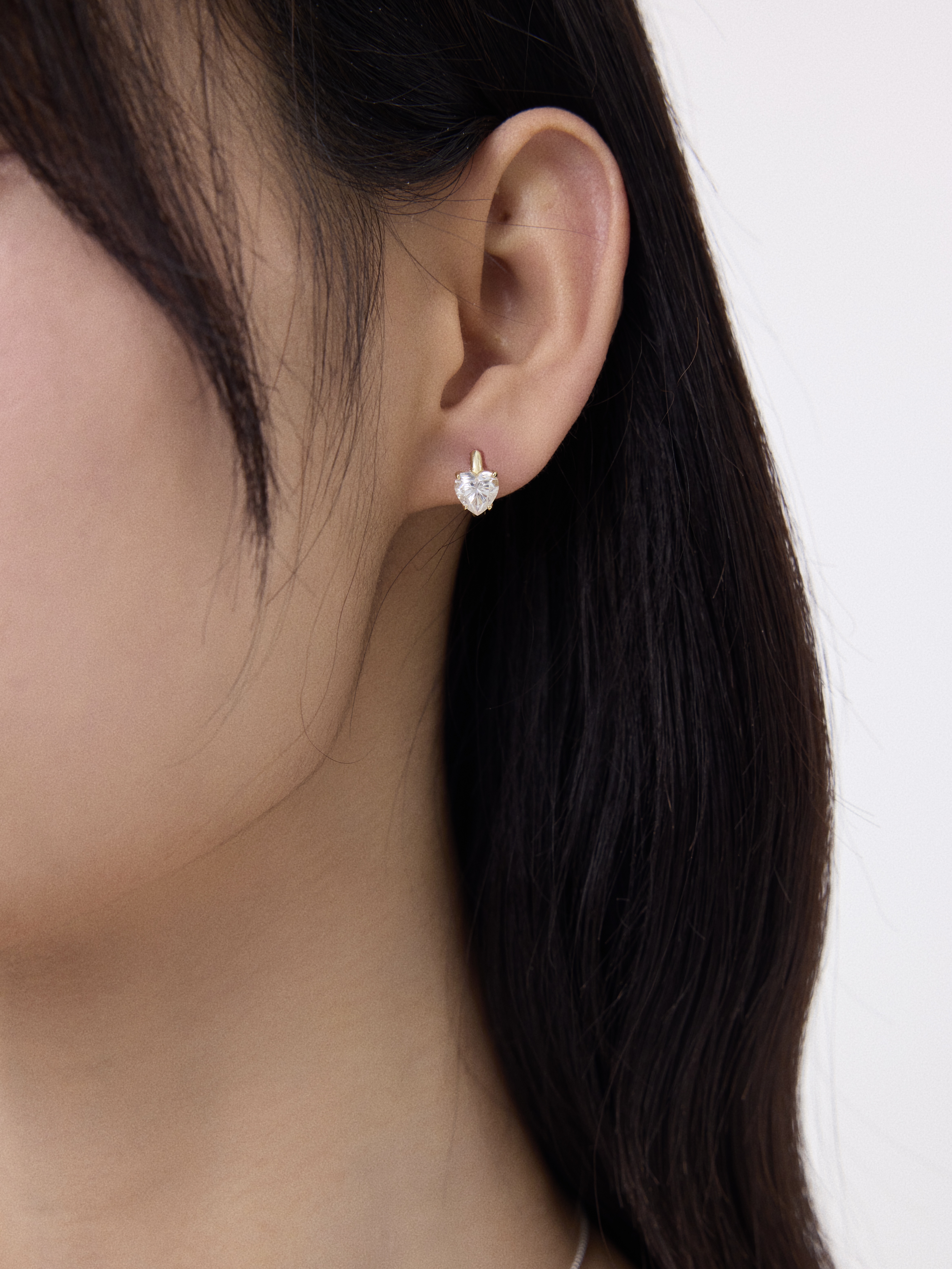 心形莫桑石耳圈 Heart Mossiante Hoop Earring 