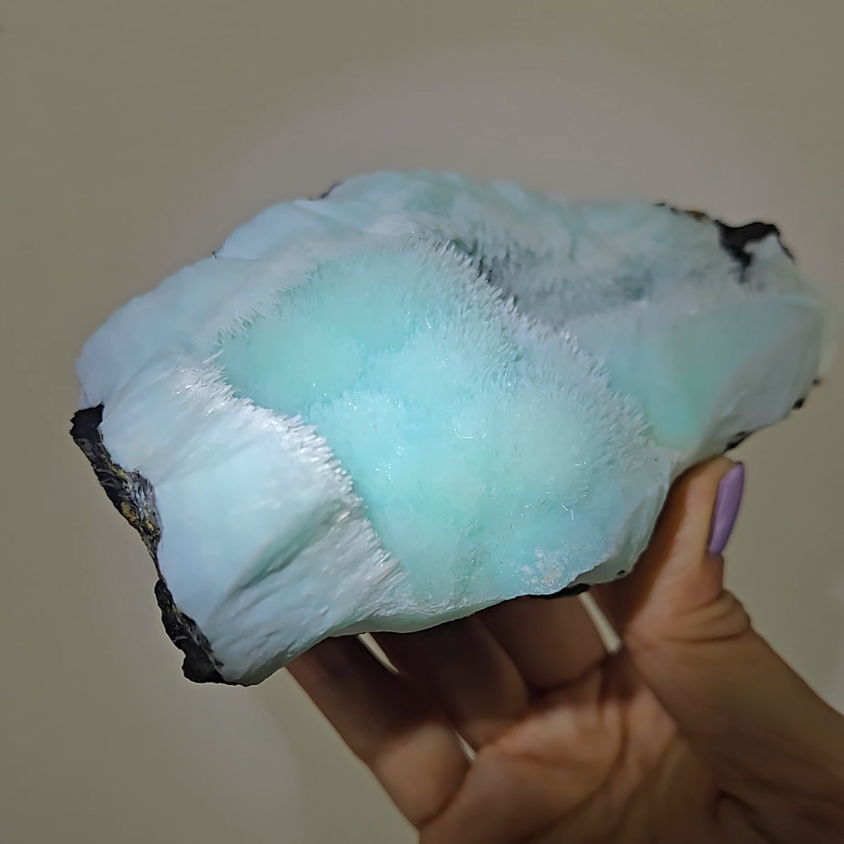 Blue aragonite cluster with bubble formations - AR59
