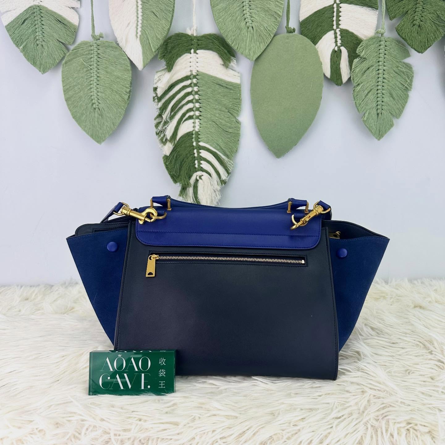 🤍PRE OWNED Trapeze 海軍藍色真皮鞦韆包 Small Size💙