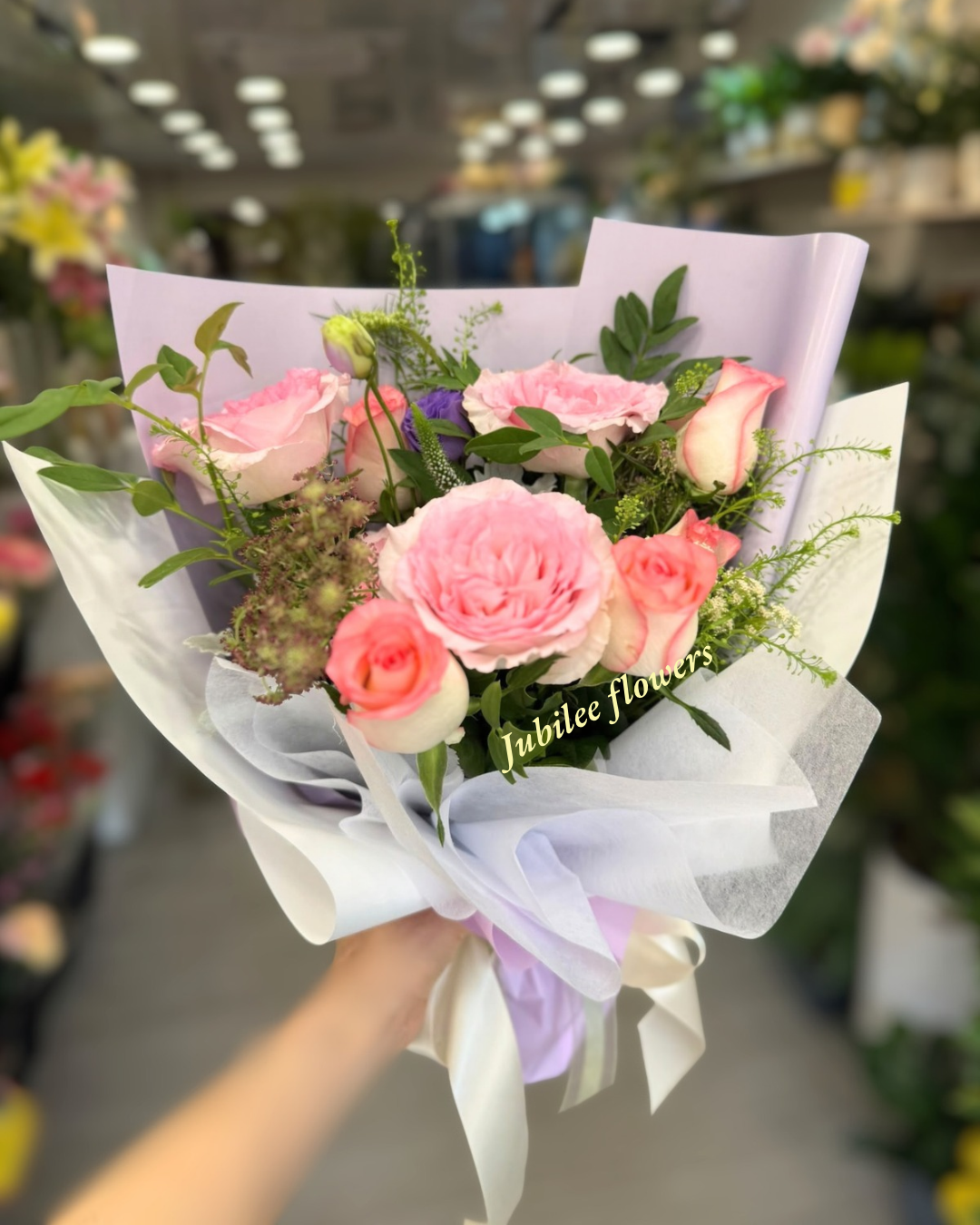 粉玫瑰花束