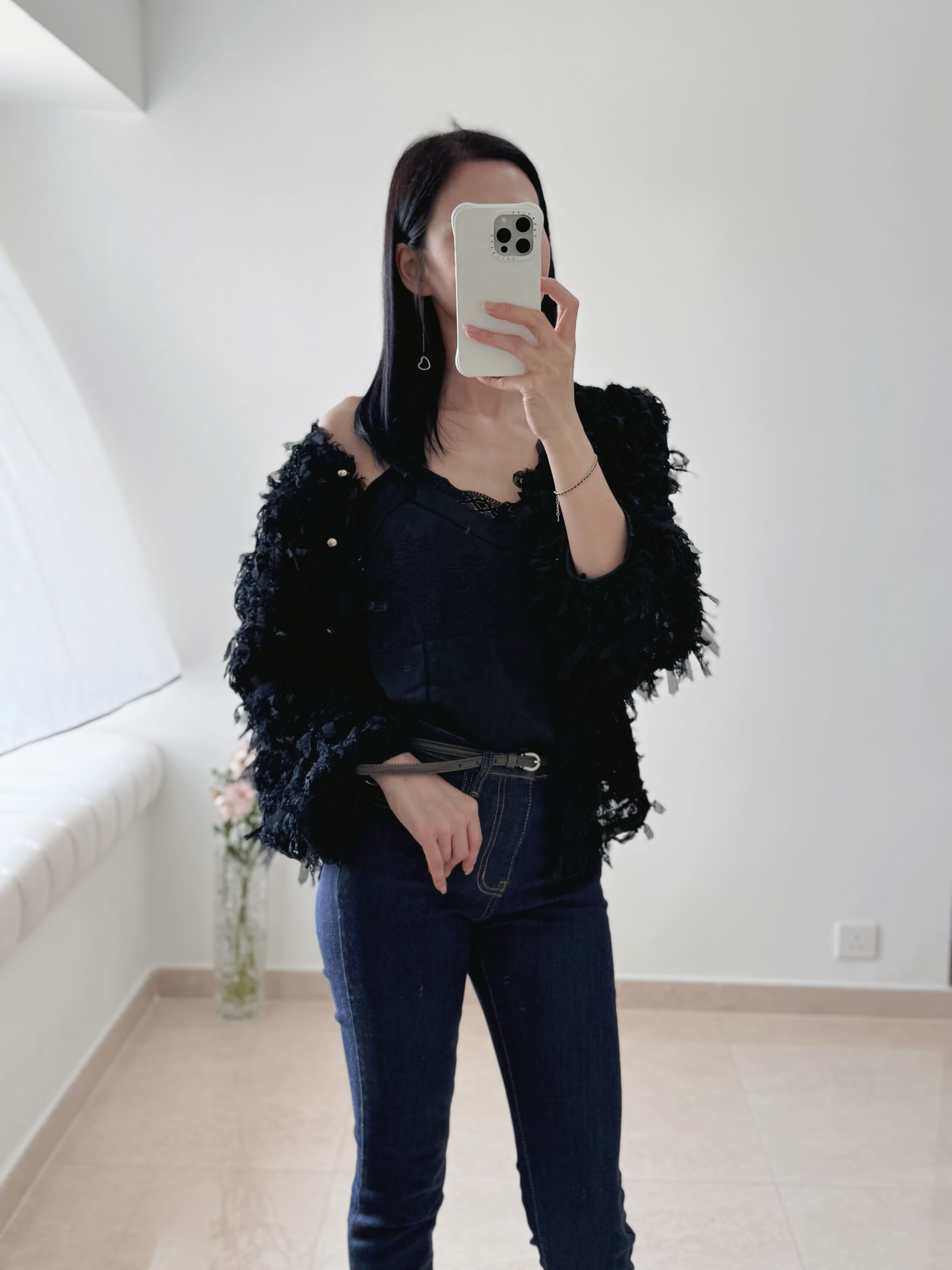 Elegant chiffon lace ribbon cardi