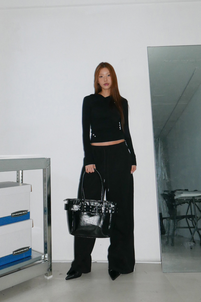 Eyelet Cutout Hooded Top