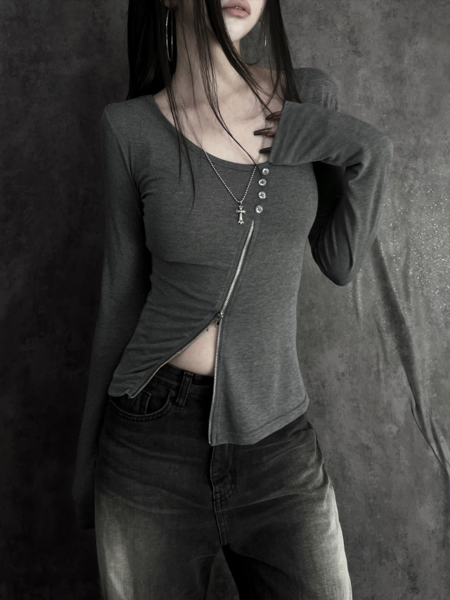 Asymmetric Zip Fitted Top