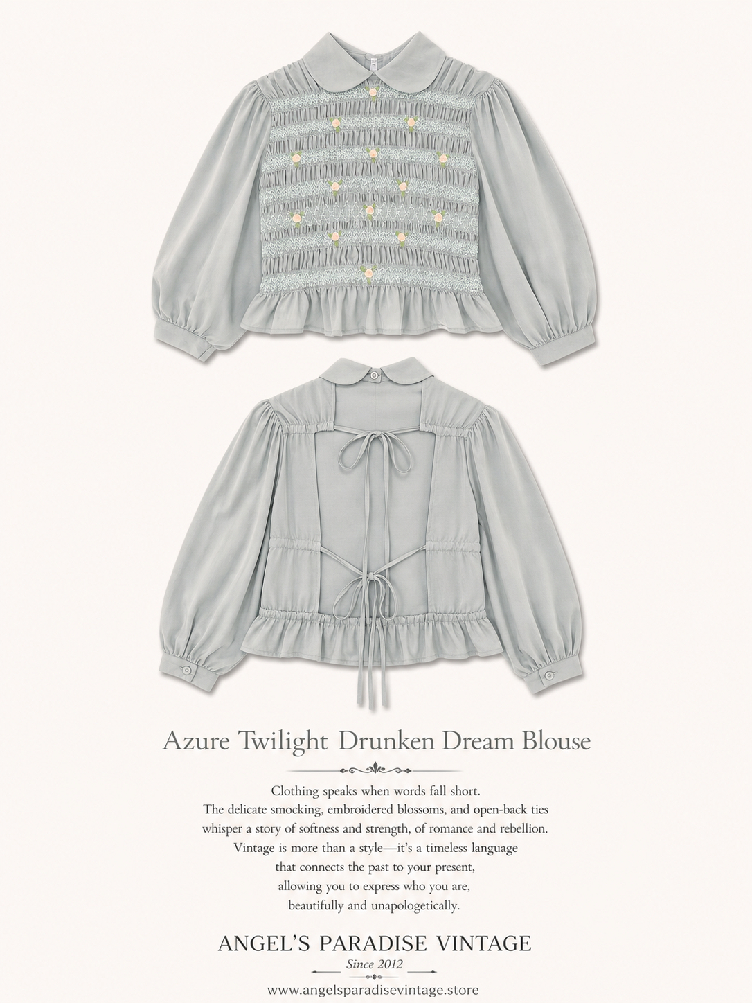 蔚藍莊園的秘密微醺Azure Twilight Drunken Dream Blouse