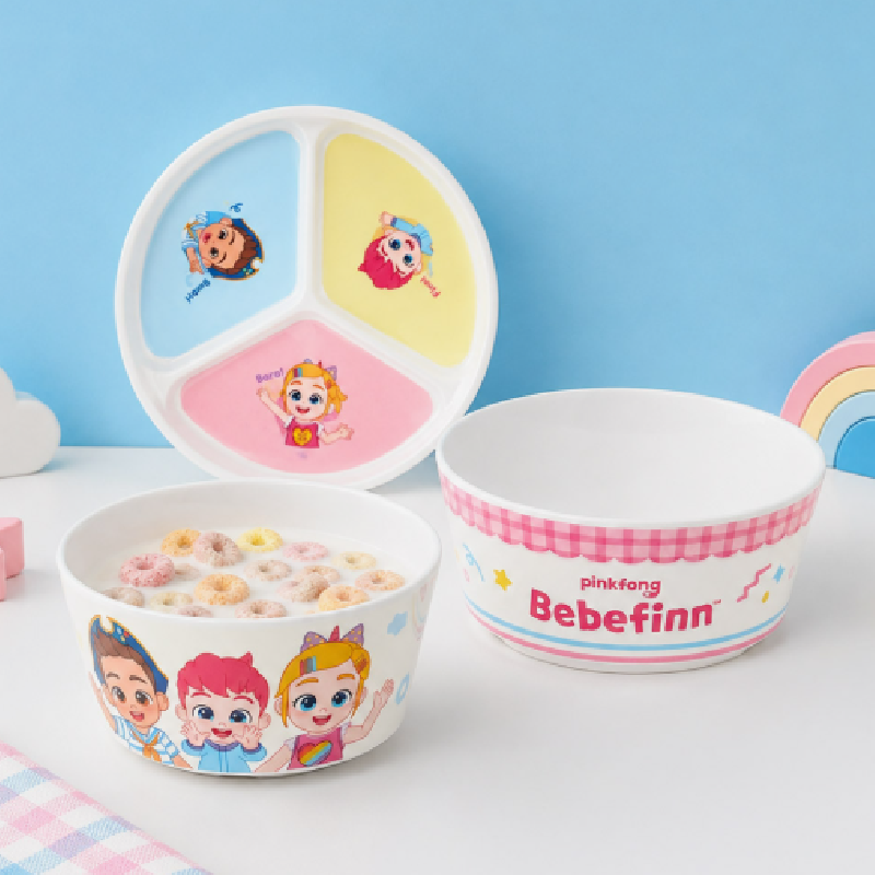 【預訂】韓國直送 Pinkfong Bebefinn 三層兒童餐具套裝