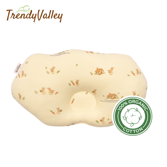 Trendyvalley Organic Cotton Baby Newborn Head Protection Dimple Pillow