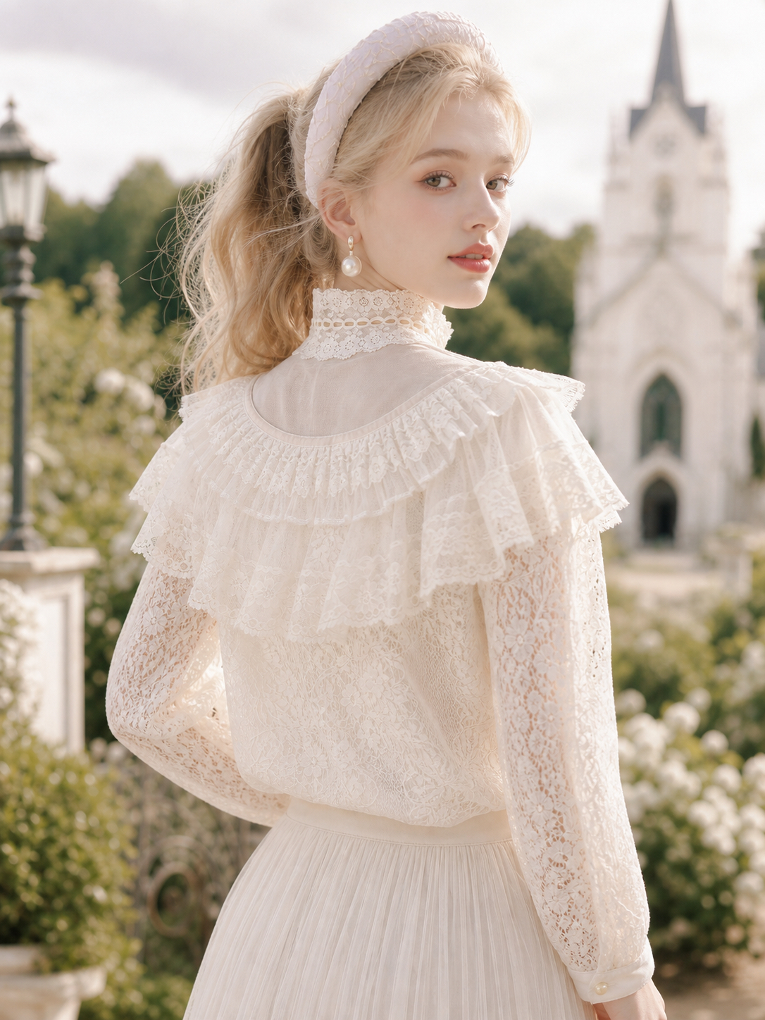 時光縫隙裡的白雪Angel Victoria Lace Blouse