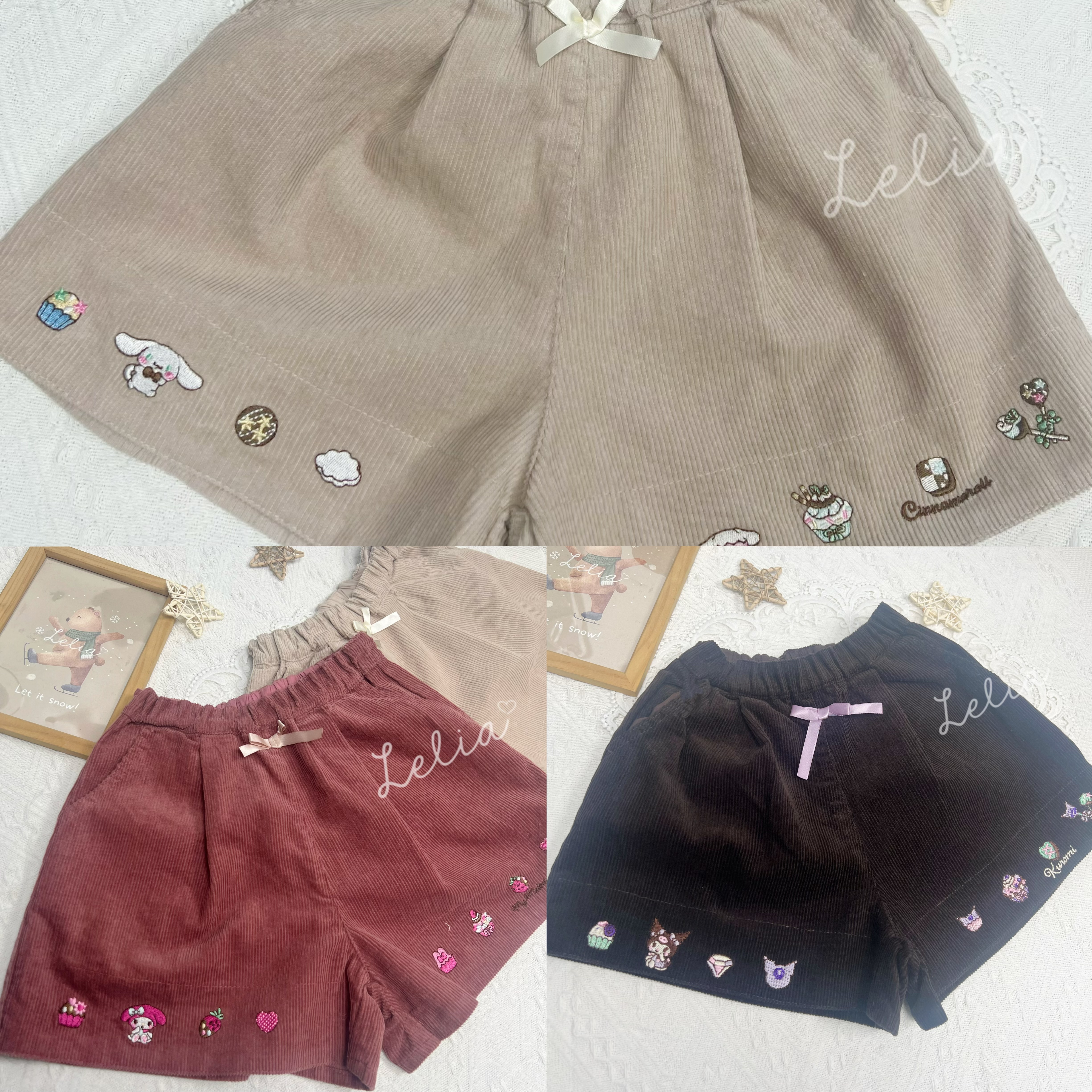 ▫️現貨▫️anyFAMxSanrio 登芯絨短褲Melody Kuromi 玉桂狗
