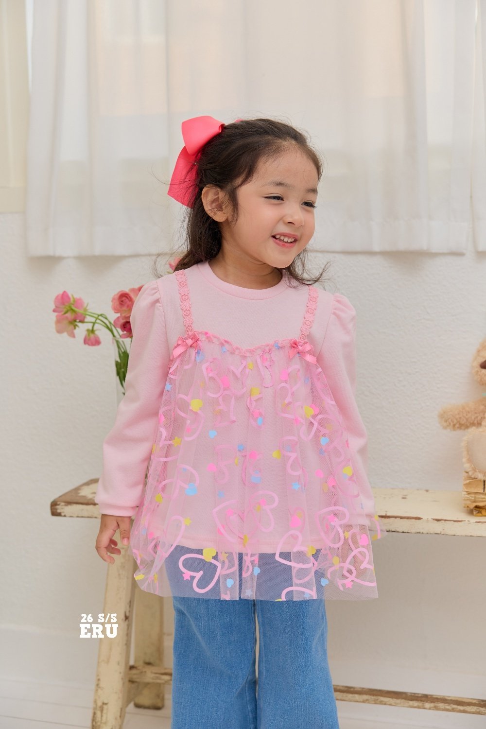 假兩件 Top / 花花牛仔褲