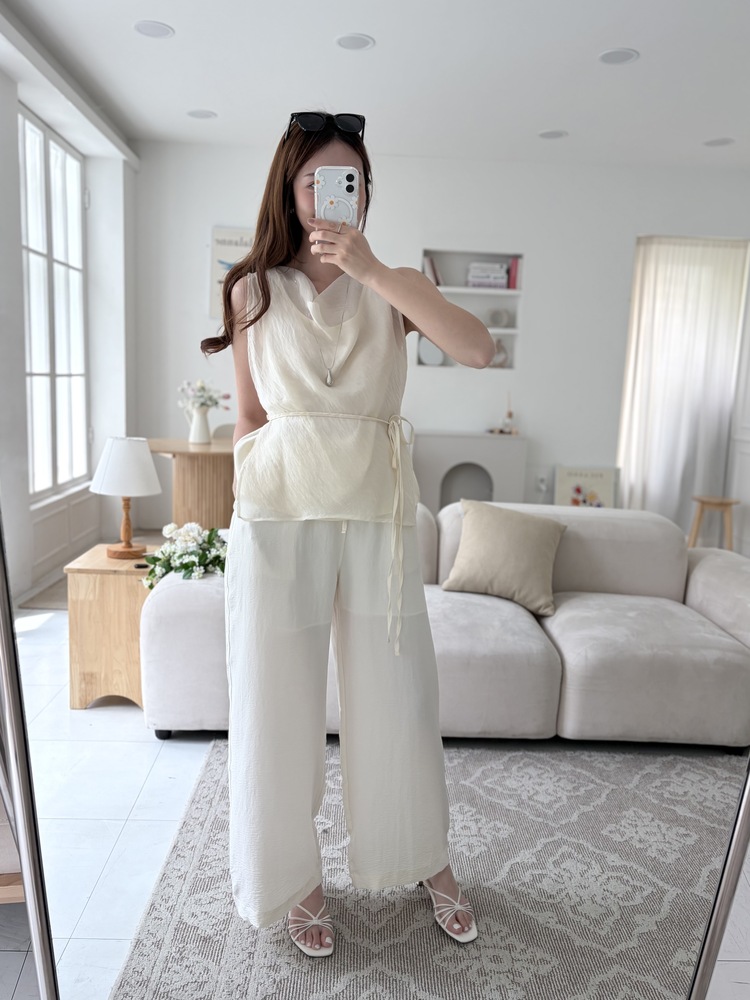 The Airy Elastic Pants (Cream)