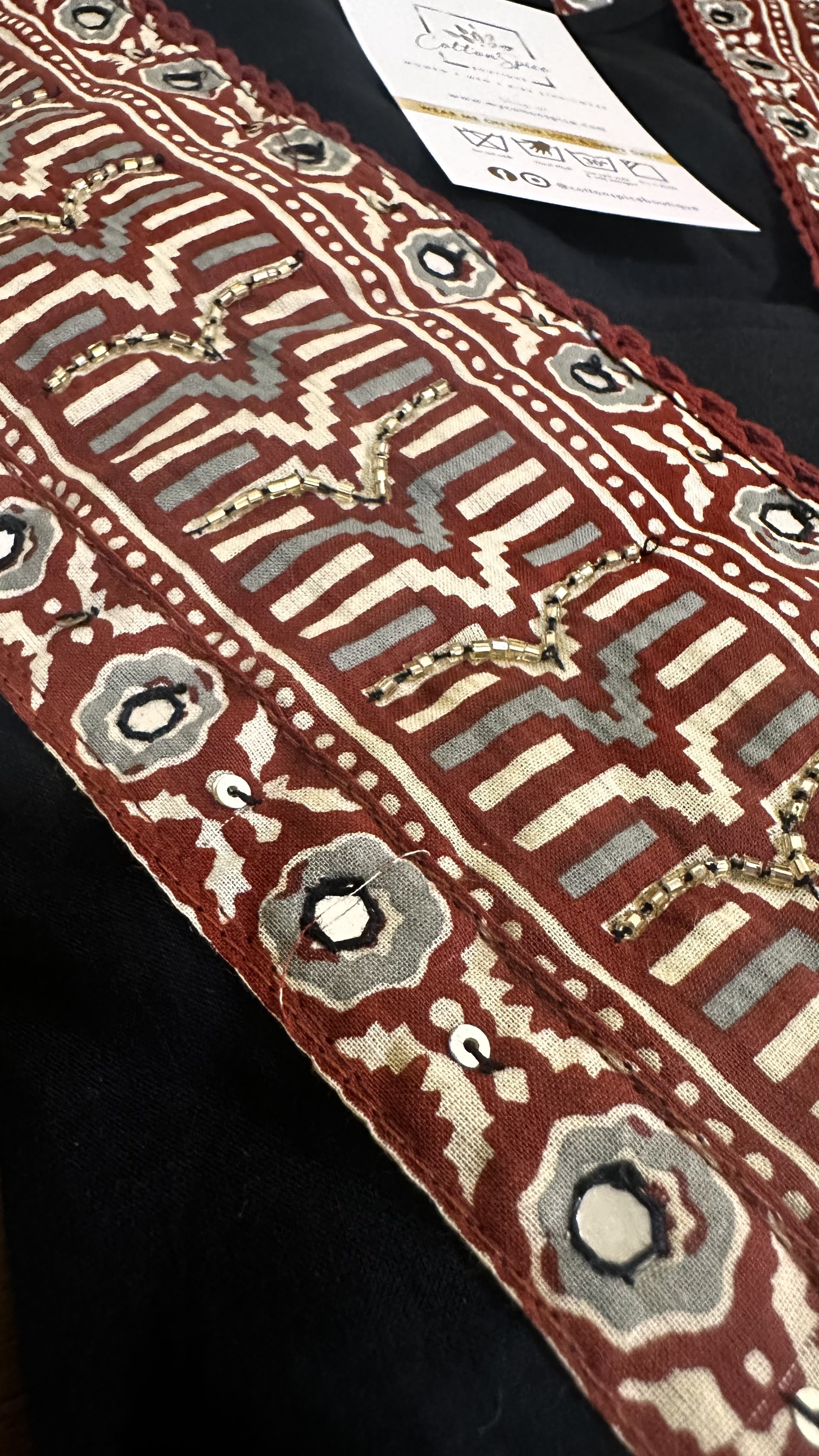 Black and deep red cotton Kurta set