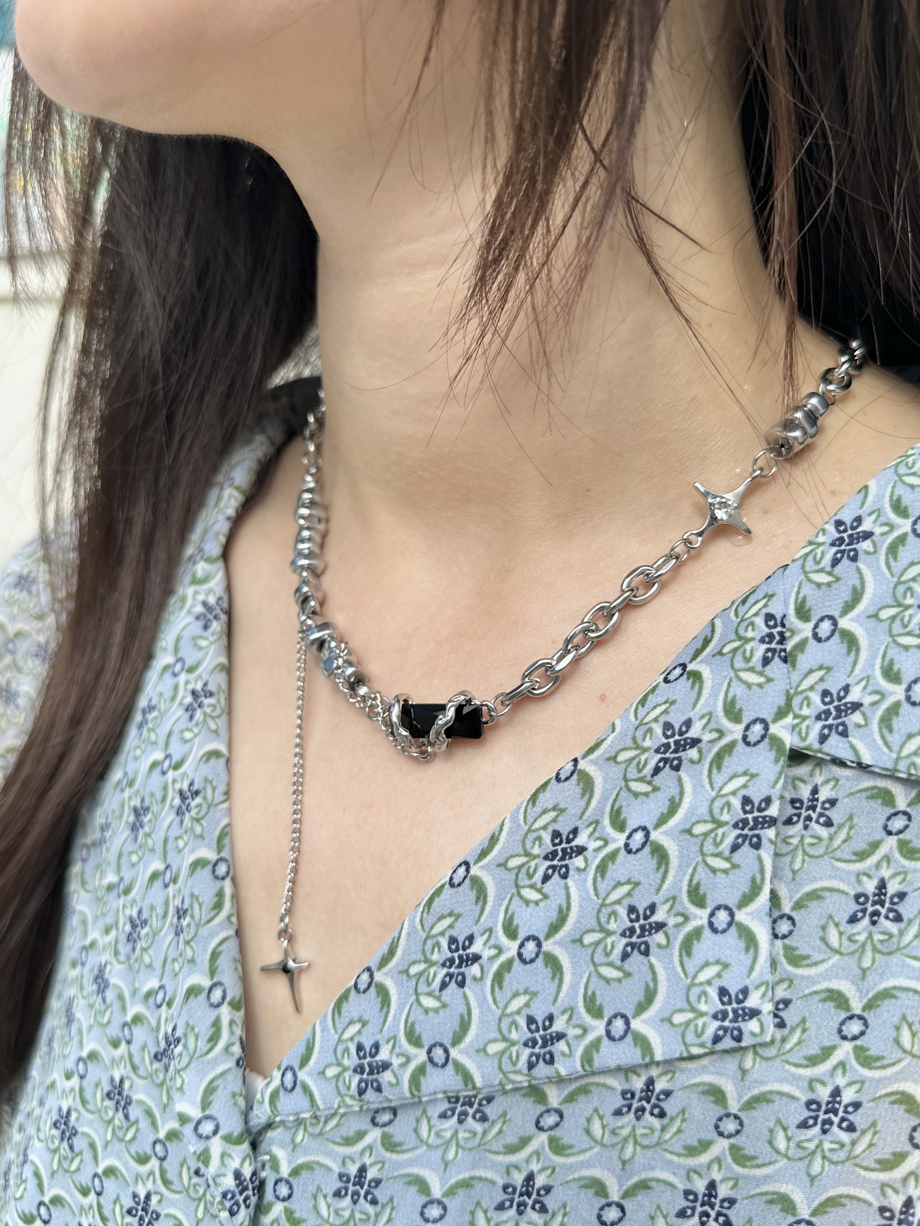 Silver rock star stainless necklace