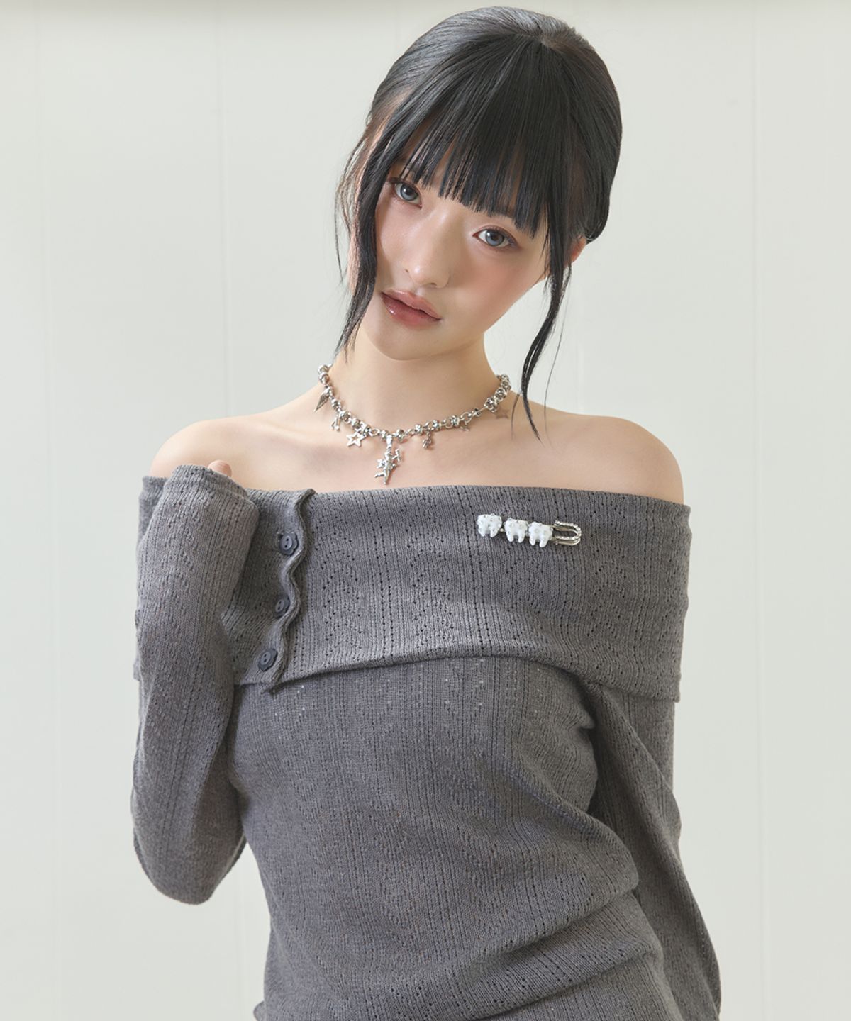 🇰🇷訂購｜LUV IS TRUE 26SS｜EL OFF-SHOULDER KNIT  3色 