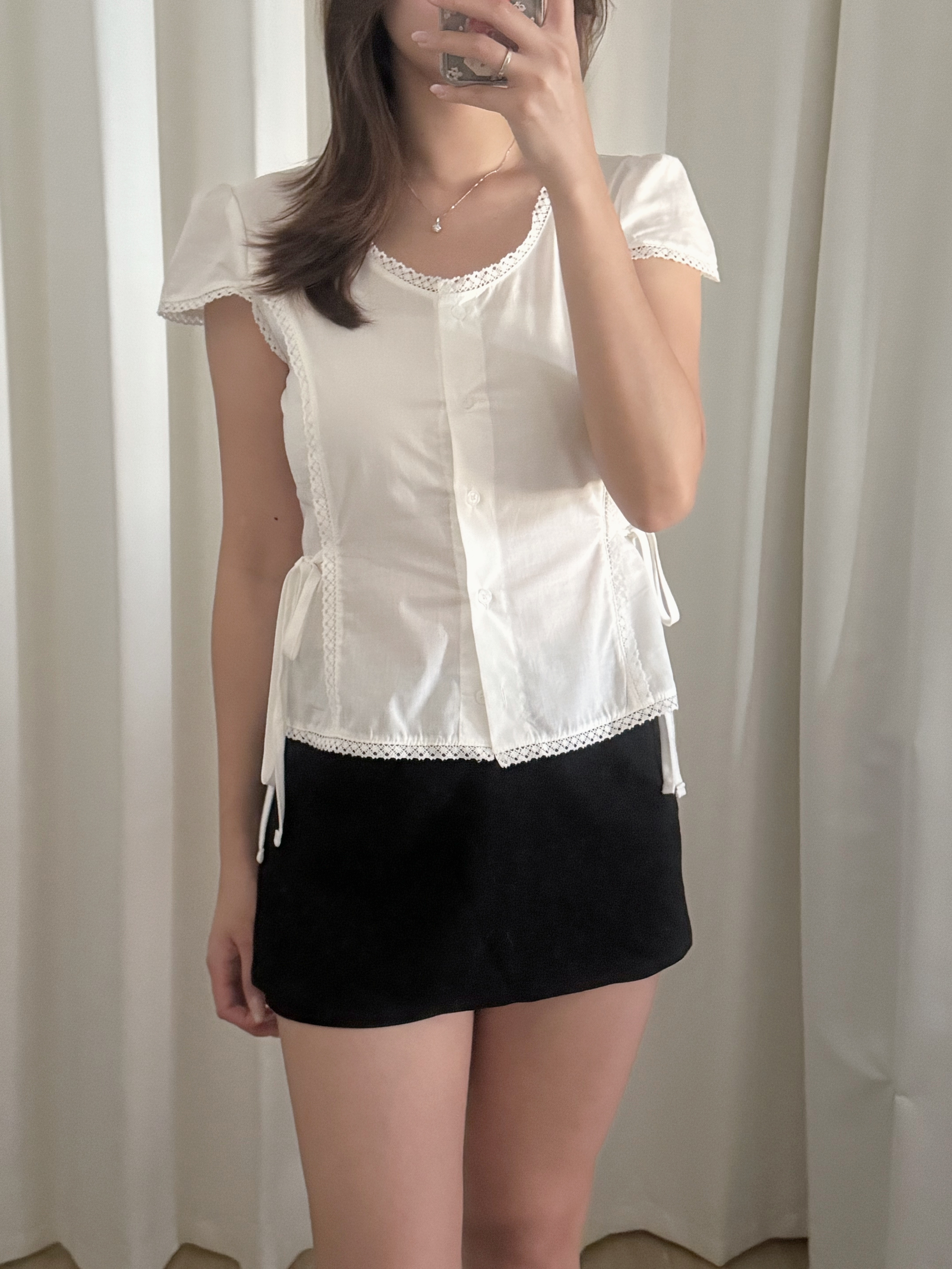 仙女Lace公主袖短袖上衣