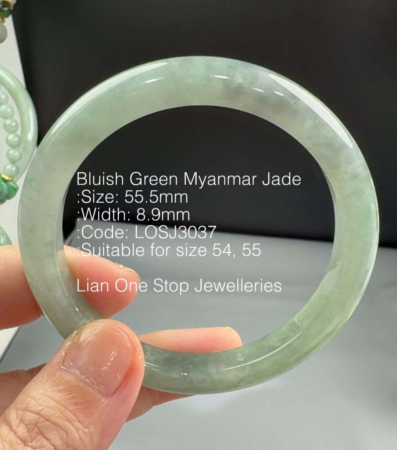 5.55cm Code: LOSJ3037 Bluish Green Myanmar Jade