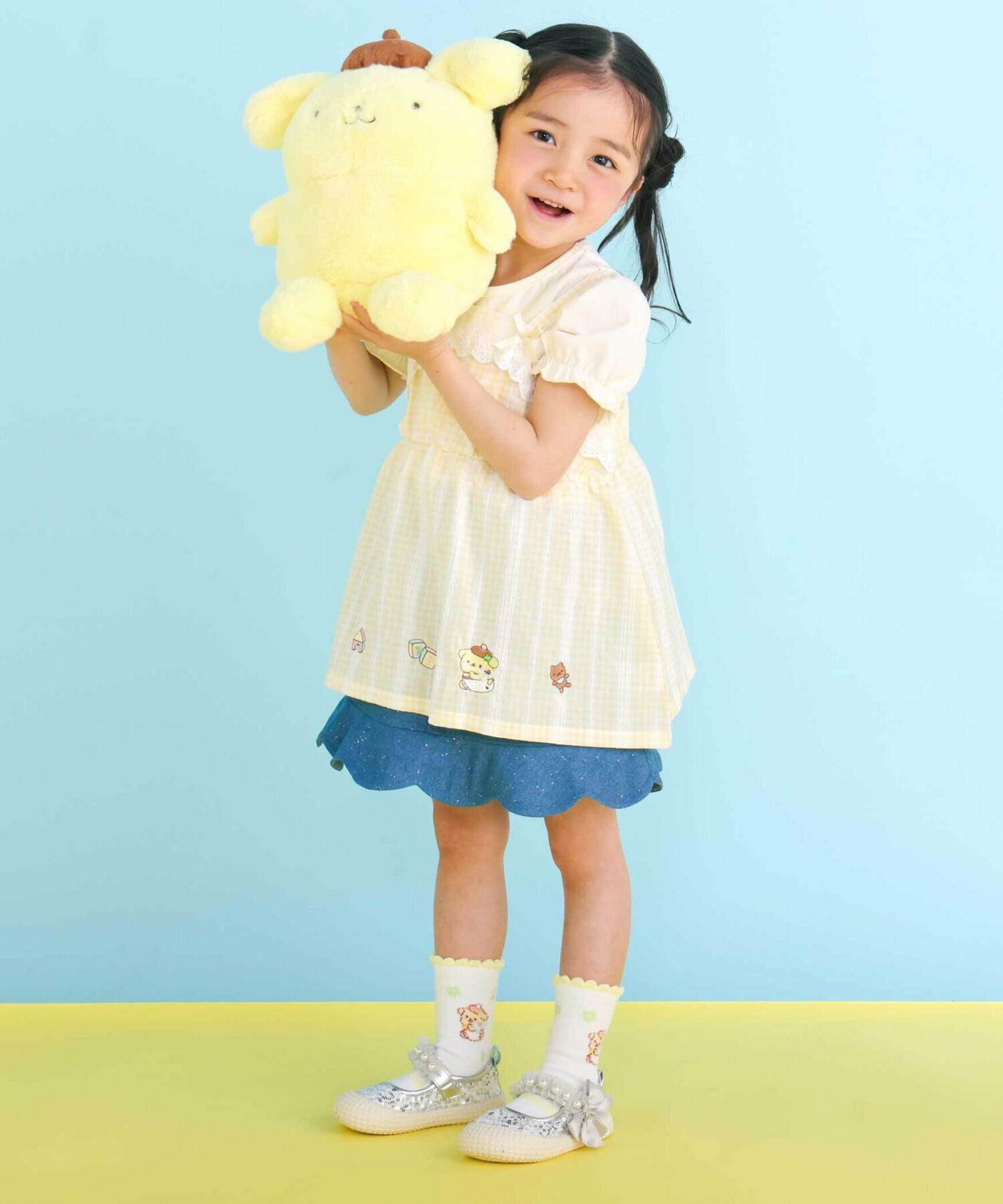 🆕【⭐訂購⭐】🇯🇵日本直送🌀#肉桂狗/ #布丁狗  泡泡袖印花TEE+格紋喇叭胸衣 兩件套🌀[ELBA-0161][260310]