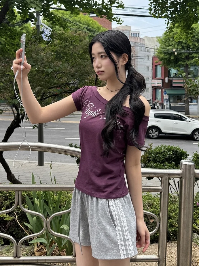 Script Wide Neck Graphic Tee