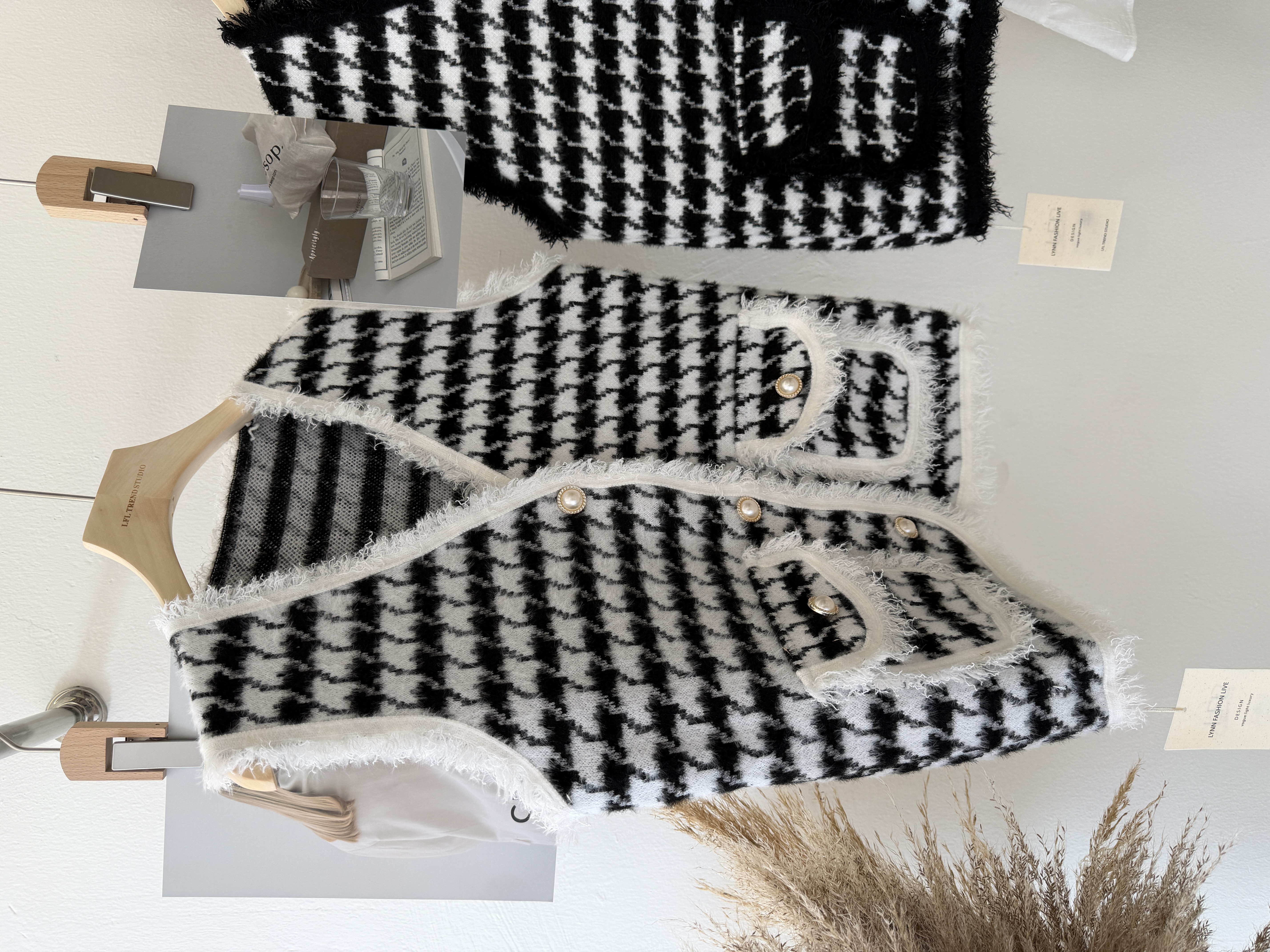 6612 小香风千鸟格马甲背心