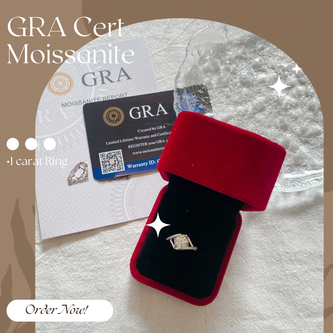 Moissanite Collection 1 carat Ring 033 【FREE size: Adjustable Ring】