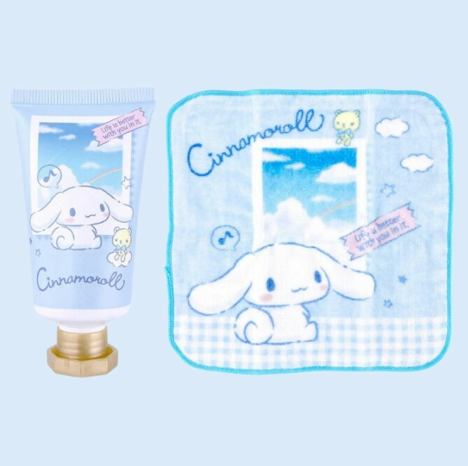 日本直送 SHOBIDO Sanrio 潤手霜及迷你毛巾套装 - 1盒 - 現貨