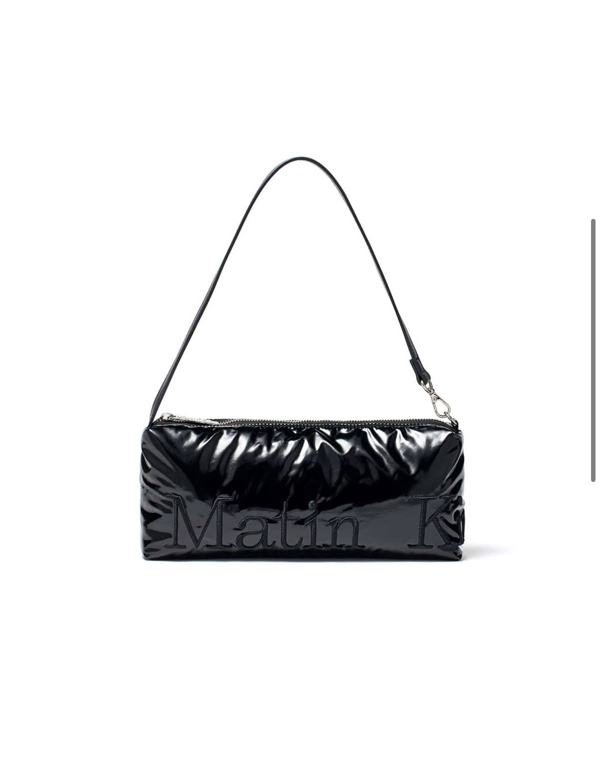 MATIN KIM特價場 GLOSSY LOGO STITCH MINI SHOULDER BAG IN BLACK